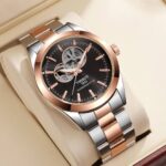 Luxury Open Heart Automatic Men’s Watch – Two-Tone Rose Gold Edition