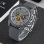 Luxury Chronograph Quartz Watch for Men – Grey Dial & Silicone Strap
