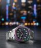 Luxury Rainbow Bezel Quartz Watch for Men – Black Dial Stainless Steel Strap - Image 5