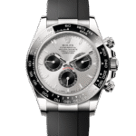 Luxury Chronograph Quartz Watch for Men – White Dial Black Bezel Silicone Strap