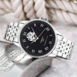 Classic Automatic Skeleton Watch for Men – Black Dial & Stainless Steel Strap