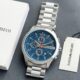 Premium Blue Dial Chronograph Men's Watch with Stainless Steel Strap - Image 5