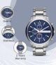 Premium Blue Dial Chronograph Men's Watch with Stainless Steel Strap - Image 4