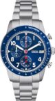 Blue Tachymeter Chronograph Men's Watch with Stainless Steel Strap - Image 2
