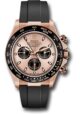 Rose Gold Daytona-Style Chronograph Men’s Watch with Black Rubber Strap