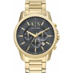 Armani Exchange Men’s Chronograph Watch (AX1721) – Gold & Grey Dial