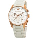 Rose Gold Chronograph Watch with White Strap (Premium Edition)