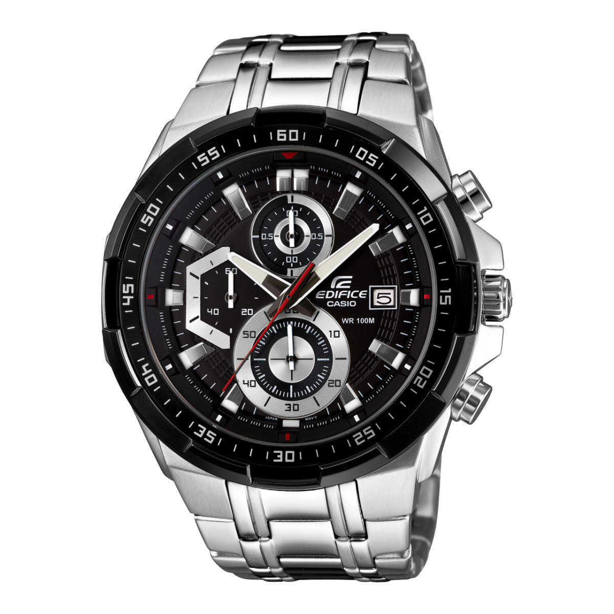 2025/11/40171.png Casio Edifice EFR‑539 Men’s Chronograph Stainless Steel Watch – Black Dial - Image 1