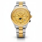 Premium Gold Skeleton Dial Men’s Watch with Moon Phase & Chronograph Look
