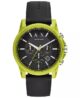 Armani Exchange AX Men’s Chronograph Watch – Gold Case, Black Strap, Green Accents