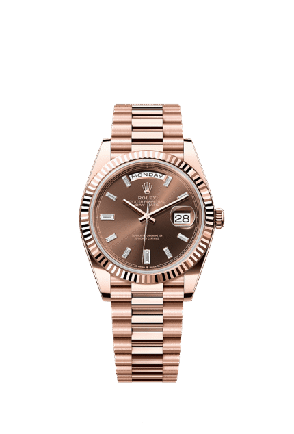 AryaPrime Day-Date Style Brown Dial Men’s Watch (Two-Tone Steel, Diamond Markers)